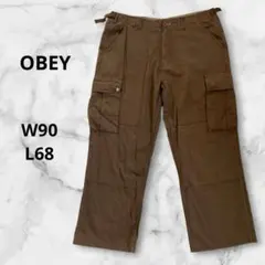 【美品】OBEY オベイ　ミリタリーワイドカーゴパンツ ブラウン　34インチのサムネイル