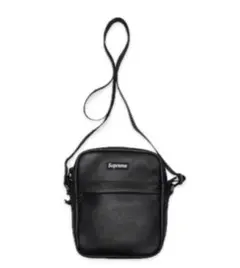 24FW Supreme Leather Shoulder Bag Black