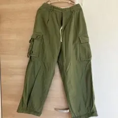 ニコアンド カーゴパンツ カーキ バレルパンツ ウエストゴム