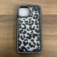 訳あり　iPhone14 携帯ケース　iPhoneケース　レオパード　ビジュー