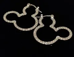 美品　ミッキーマウス型クリスタルピアス