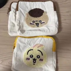 ちいかわ もこもこポーチ ガチャガチャ くりまんじゅうⅹ2、うさぎセット