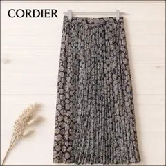 ★美品★CORDIER コルディア スカート 38 ネイビー 総柄プリーツ 春夏のサムネイル