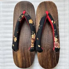 木製下駄 花柄鼻緒