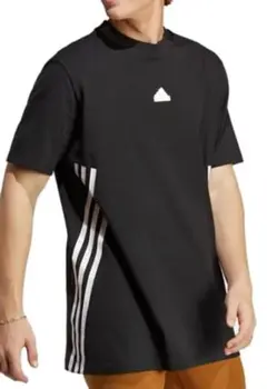 アディダス 黒 Tシャツ サイドストライプ