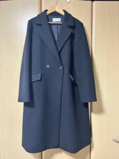 グローバルワーク ブラック ダブルブレスト ロングコート