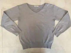 index ブルーVネック ニットセーター L