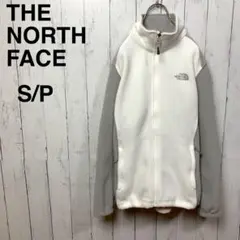 ノースフェイス フリースジャケット バイカラー レディース M 白灰 フルジップ
