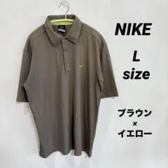 Nike ナイキ　ゴルフ　ポロシャツ　ブラウン×イエロー　ロゴあり　Lサイズ