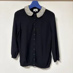 LANVIN en Bleu パール襟 カーディガン ブラック 38のサムネイル