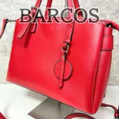 【美品】バルコス BARCOS 2way レザー ハンドバッグ/ショルダー 赤