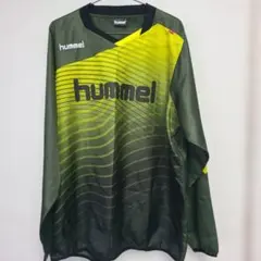 美品★hummel ヒュンメル 長袖ピステ サッカーウェア カーキ×イエローのサムネイル