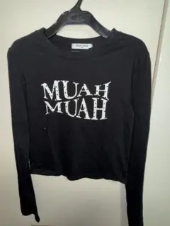 muahmuahハートポイントクロップTシャツ黒