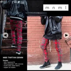 【新品タグ付】mnml　M85 TARTAN CHECK DENIM　28