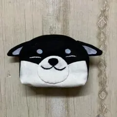 ヒコーキ耳黒柴犬ミニポーチ Ｌサイズ