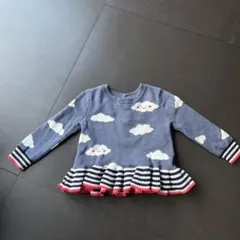 雲模様のダークブルーニットセーター