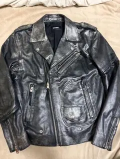 美品 DIESEL イタリア 羊革 レザージャケット ダブルライダース グレー