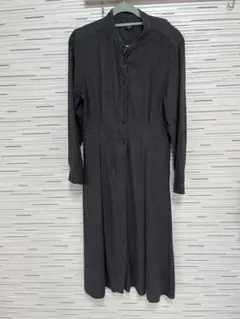ユニクロ ダークグレー シャツワンピース ウエストマーク M