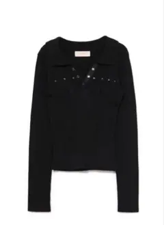 andmary Ami ribbon check tops black - メルカリ