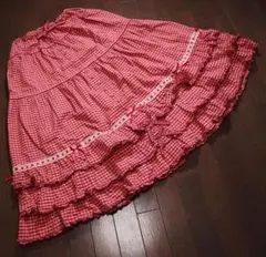 ピンクハウス♡チェリーズ♡カラーギンガムチェックの段々フリルスカート