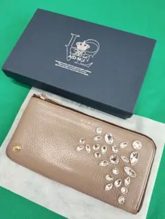 ADMJ スワロフスキー 長財布 L字ファスナー ビジュー グレー - メルカリ