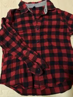 ユニクロ⭐︎キッズ120シャツブロックチェック赤黒男女兼用長袖