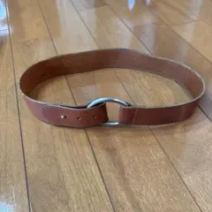 STEFANEL レザーベルト リングバックル ブラウン