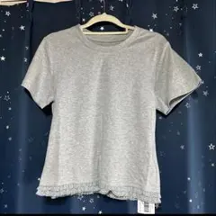 【新品・タグ付き】裾フリル 半袖Tシャツ グレー Fサイズのサムネイル