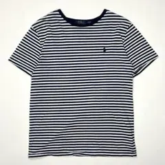 ポロ ラルフローレン ボーダー Tシャツ S ポニー 古着 Y2K 半袖 白×紺