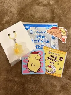 ポムポムプリン スシロー 第1弾 チャーム ステッカー ピック　3点セット
