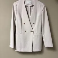 ノーカラージャケット ナチュラルビューティーベーシック　ダブルブレスト