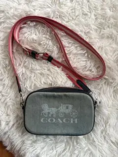 COACH コーチ デニム馬車馬カメラバッグ ショルダー ダブルファスナー