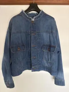 アースデニムジャケット フリンジ付き襟