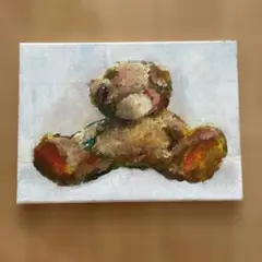 テディベアの油絵 ハンドメイド インテリア
