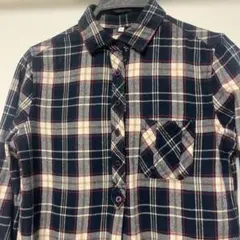 美品チェック柄チュニック丈シャツ　サイズs