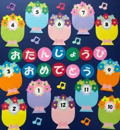 壁面飾り(お誕生日表壁面　花束)