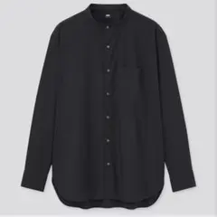 UNIQLO スタンドカラーシャツ ブラック 長袖 M