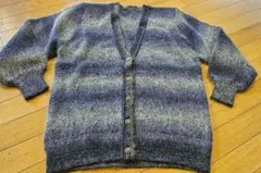 VINTAGE 80Sグレーとブルーのストライプカーディガン