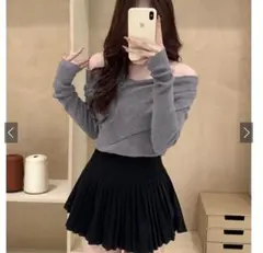 GRL オフショルダー グレー ニット 長袖