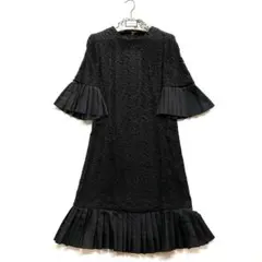 ヴィンテージドレス ロング丈ワンピース マキシ 黒 vintageレース フリル