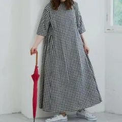 Libra Cue リブラキュー ギンガムチェックボリュームワンピース 完売品