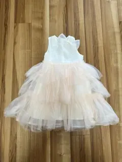 【極美品】120 子供用ドレス ピアノ発表会 チュール ティアード ピンク