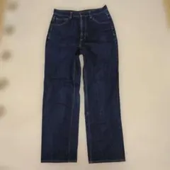 GU　ダークブルー ハイウエスト ストレートデニムパンツ