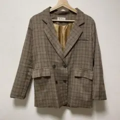 チェック　ブラウン　ジャケット　コート