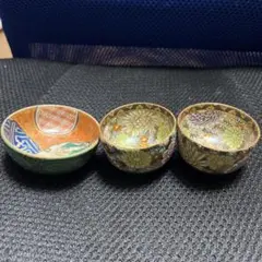 3*c様 花柄陶器お猪口3個セット　九谷焼