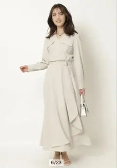 完売！アプワイザーリッシェ カシュクールラッフルシャツワンピース S