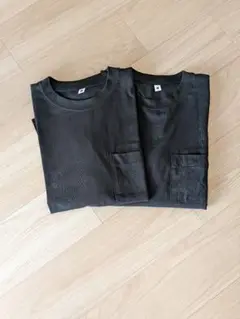 グローバルワーク ヘビーコットンポケットTシャツM2枚セット黒コットン100%