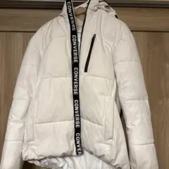 CONVERSE フード付きダウンジャケット L ホワイト