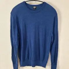 UNIQLO ウール クルーネック セーター S メリノ ブルー 美品