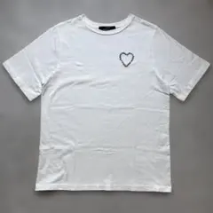 【OFALO】ハート刺繍 クルーネックTシャツ ホワイトのサムネイル